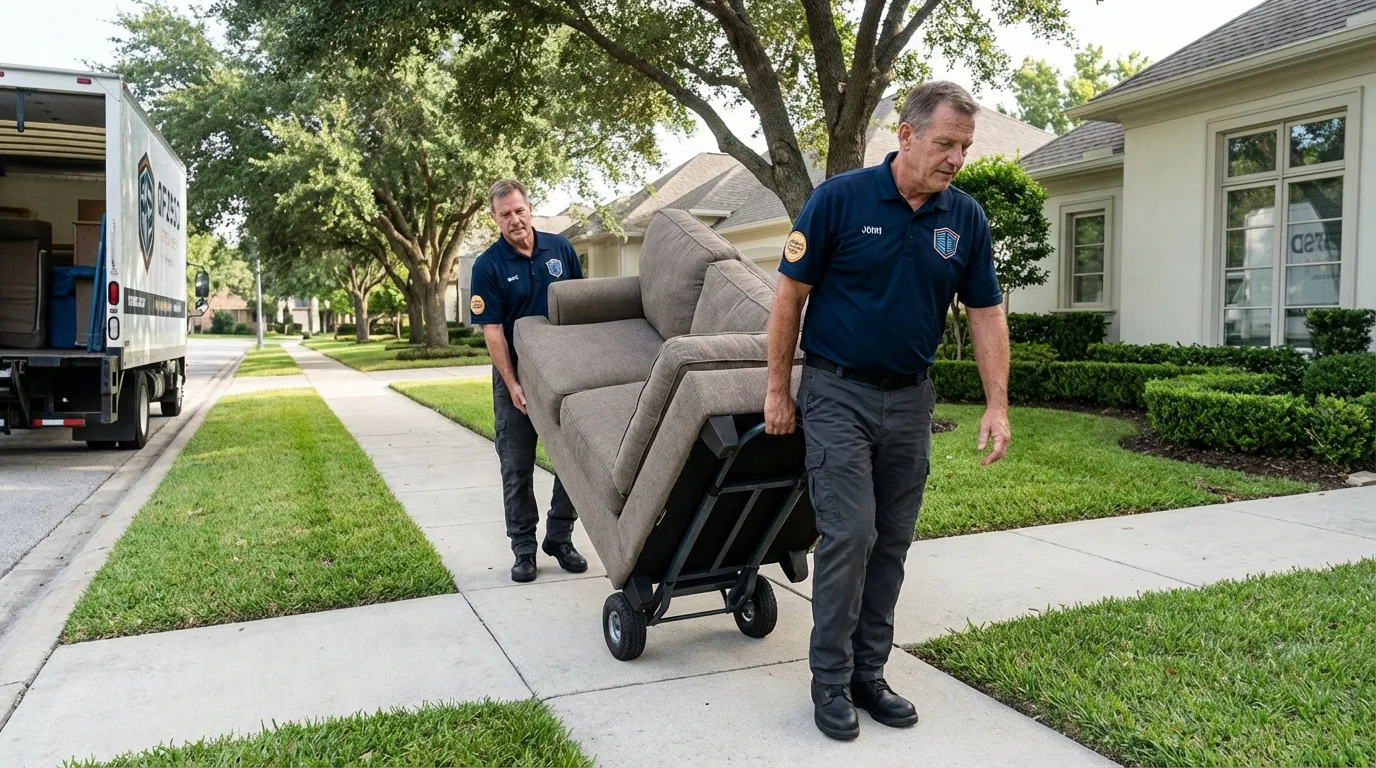 Local residential moving crew loading furniture in Hays, NC
